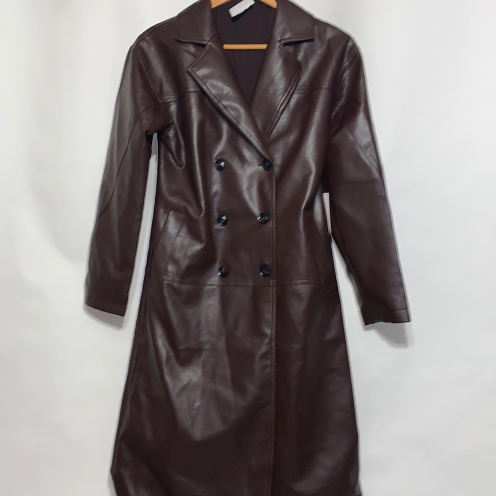 NWT Faux Leather Trench Coat